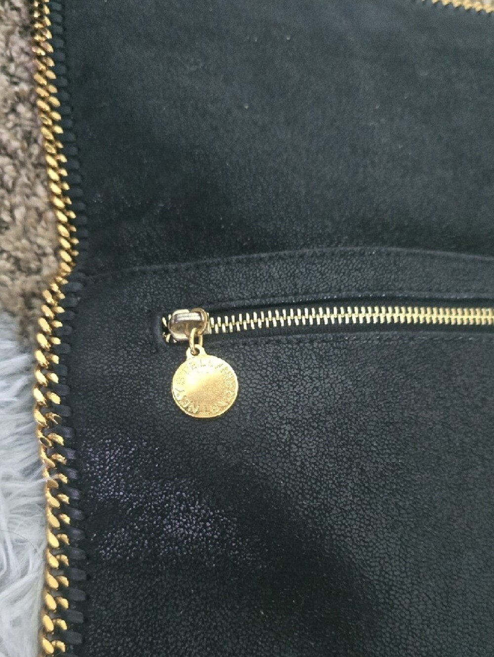 Stella McCartney Black Falabella Shaggy Deer Fold-Over Clutch W Gold (NWOT) 🖤✨️ - Picture 7 of 13